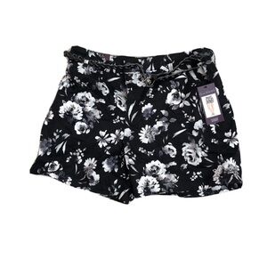 Gloria Vanderbilt Women's Nimah Floral Belted Shorts Black Size 14 New Stretch P